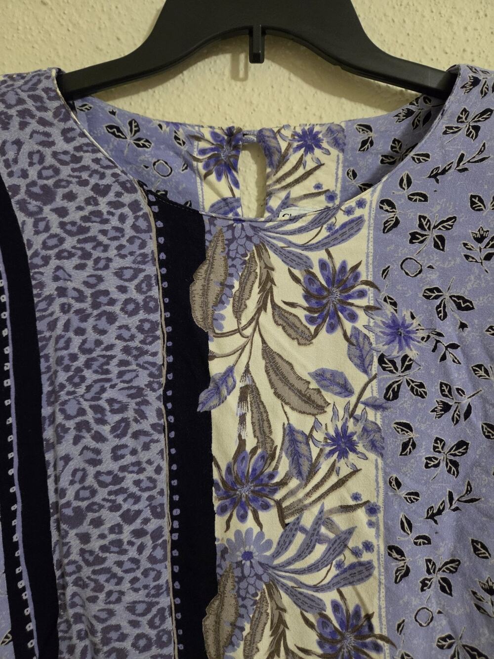 Vtg Sharon Anthony Woman Matching Set Top Shorts Rayon Floral Leopard Blue 1X